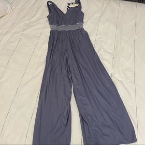 Romper jumpsuit pantsuit grey blue color cropped style size small NWT